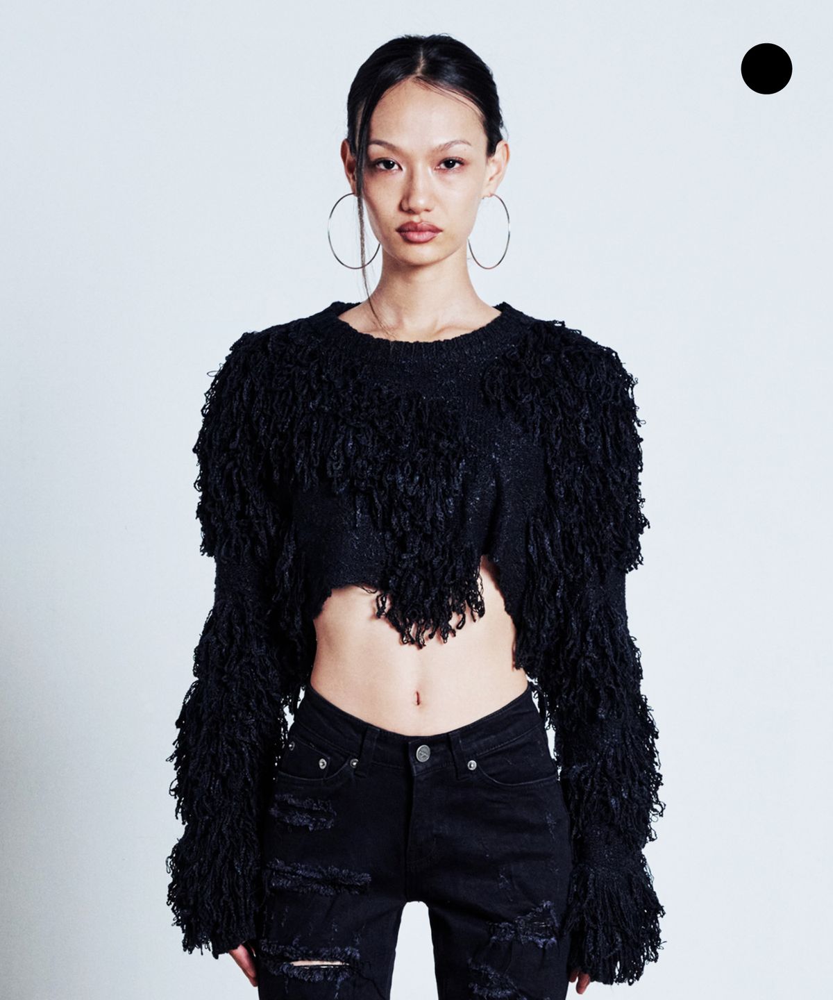 오도어(ODOR) Rough fringe crop knit