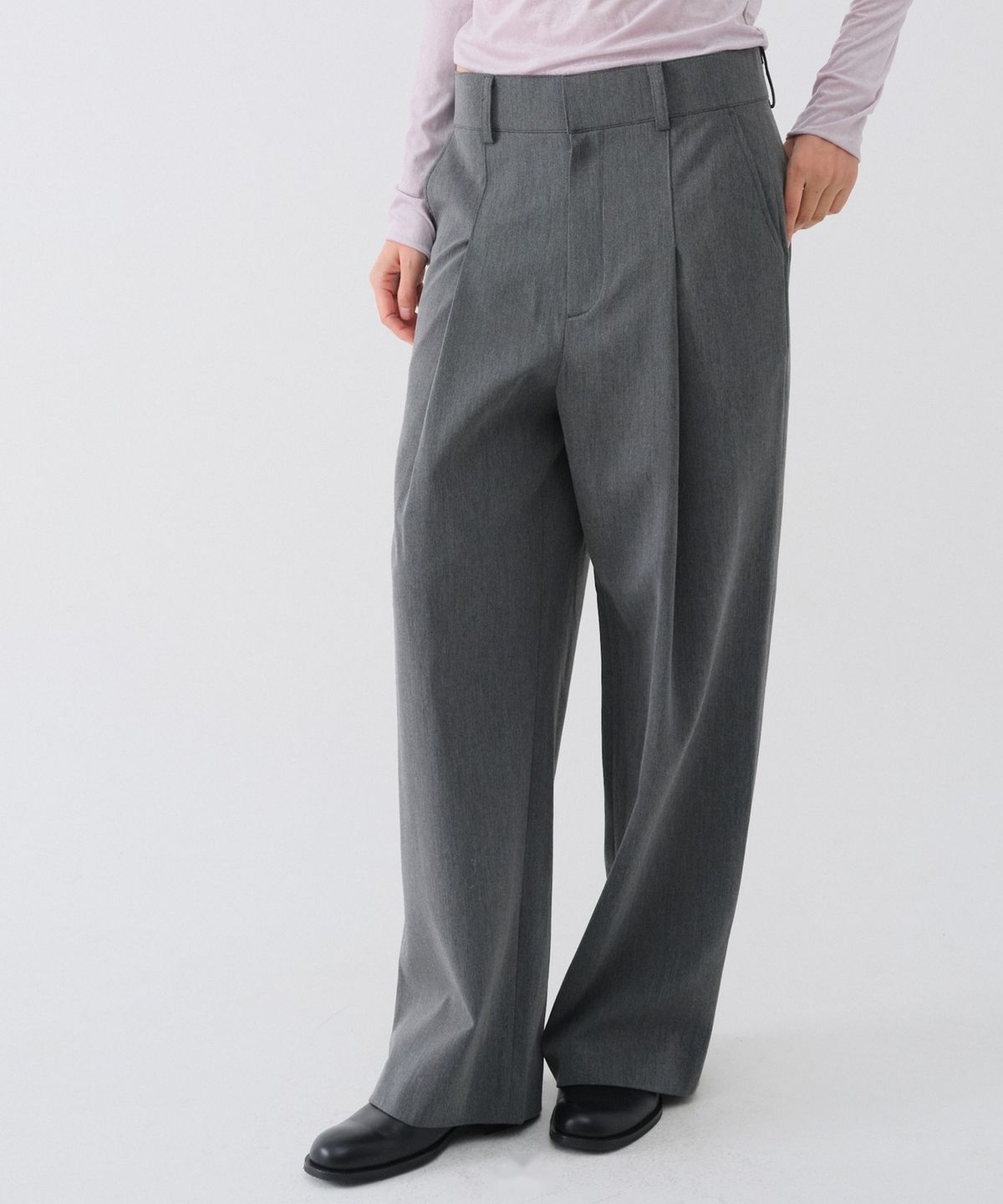 센토르(CENTAUR.KR) WOOL PINTUCK WIDE SLACKS_CHARCOAL
