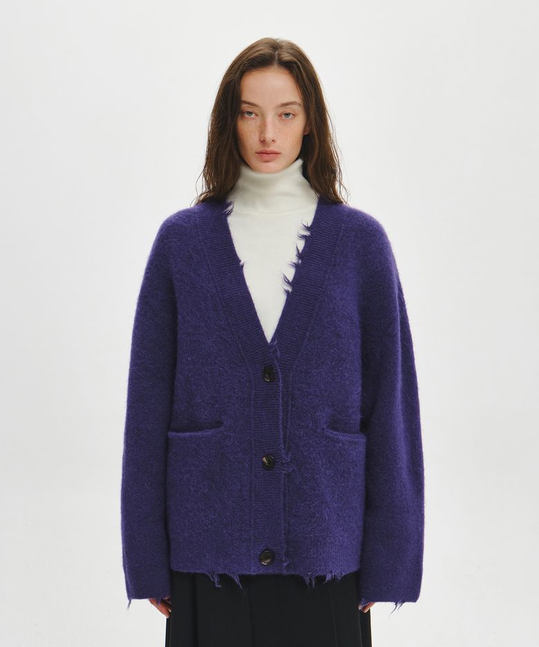 여성 빈티지 카모 가디건 (PURPLE)
