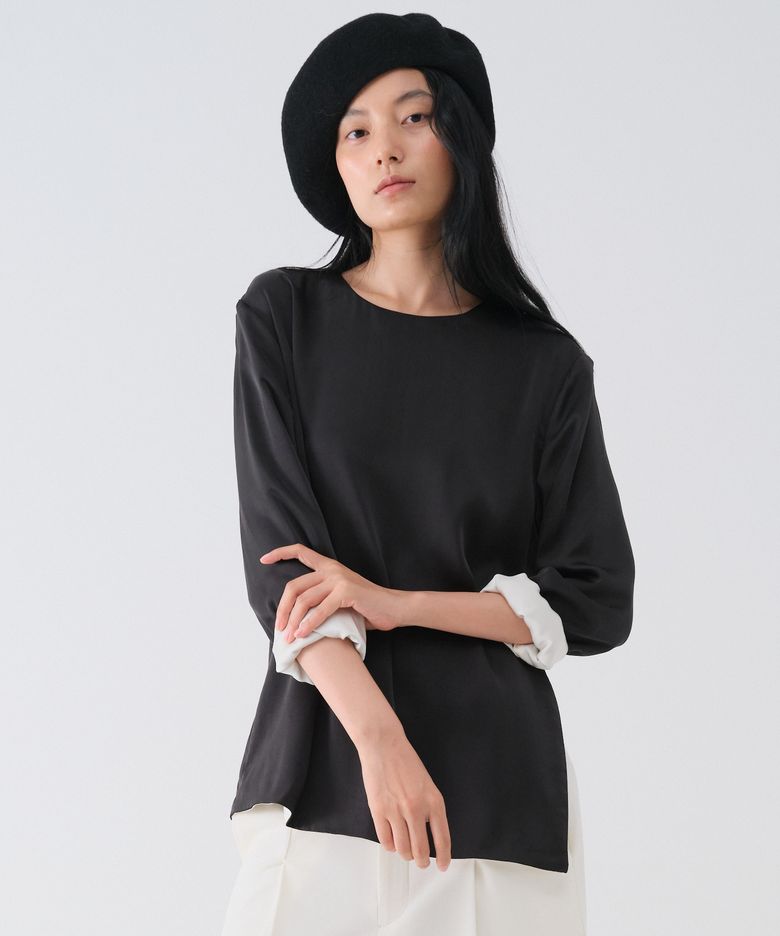 SOFT SATIN BLOUSE_BLACK
