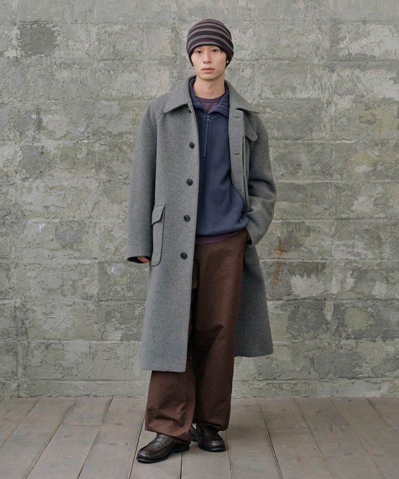 [Drape Wool] 캐시미어블렌드 세미오버핏 발마칸 코트_그레이
