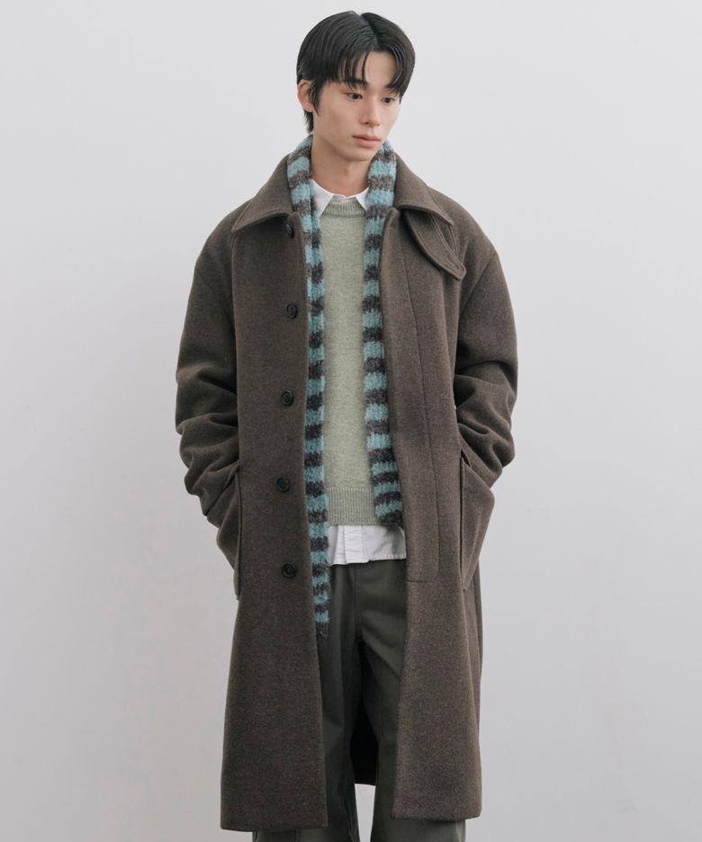 [Drape Wool] 캐시미어블렌드 세미오버핏 발마칸 코트_브라운
