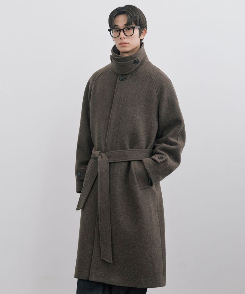 [데일리룸 PICK] [Drape Wool] 캐시미어블렌드 세미오버핏 발마칸 로브코트_브라운