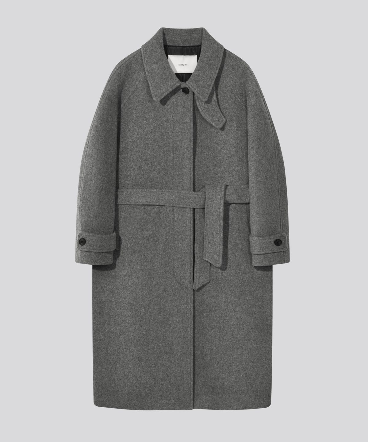 키뮤어(KIIMUIR) [Drape Wool] (우먼) 캐시미어블렌드 세미오버핏 발마칸 로브코트_그레이