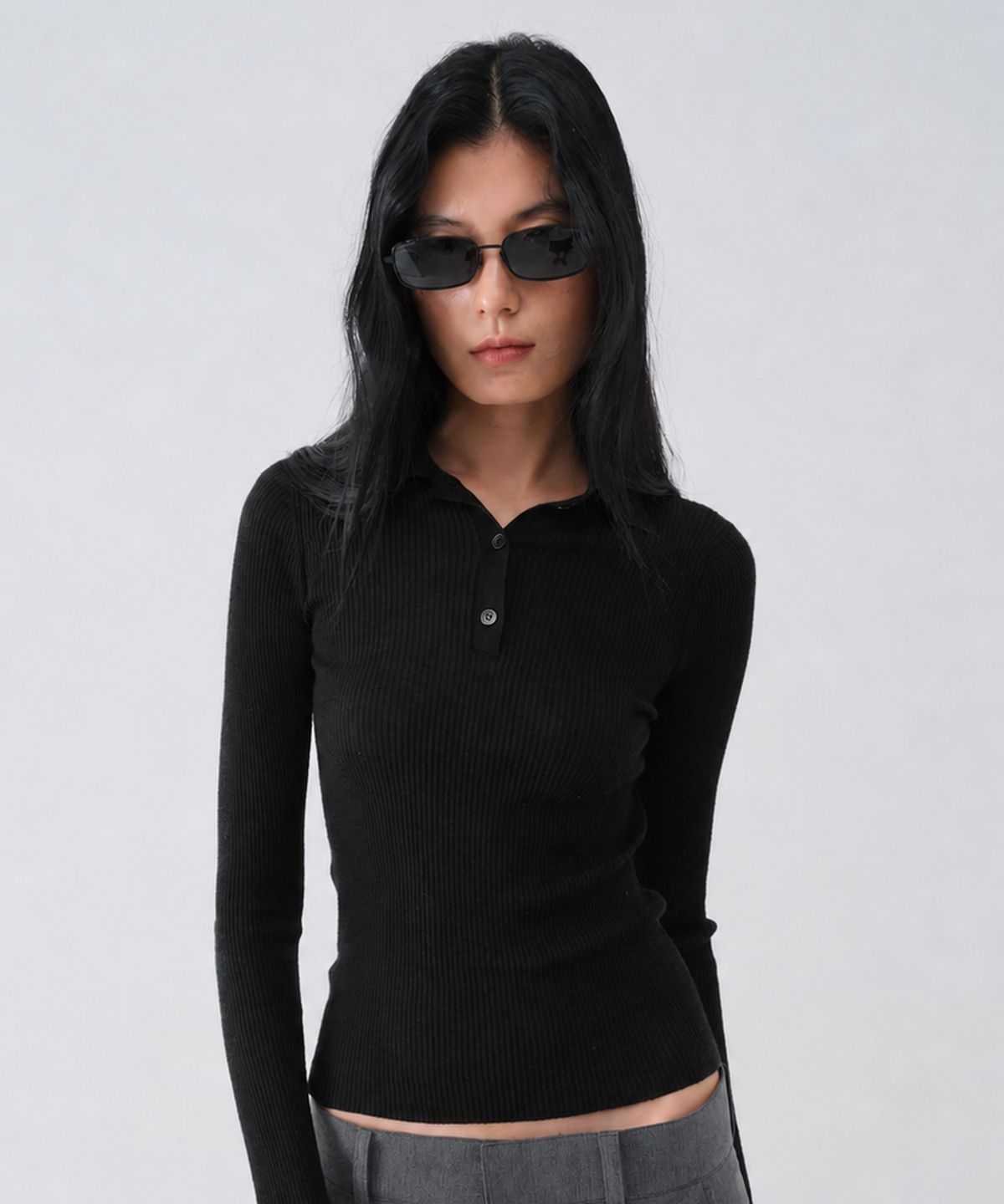 센토르(CENTAUR.KR) TENCEL WOOL ESSENTIAL SLIM KNIT_BLACK