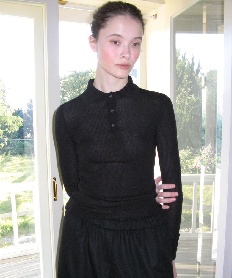 TENCEL WOOL ESSENTIAL SLIM KNIT_BLACK