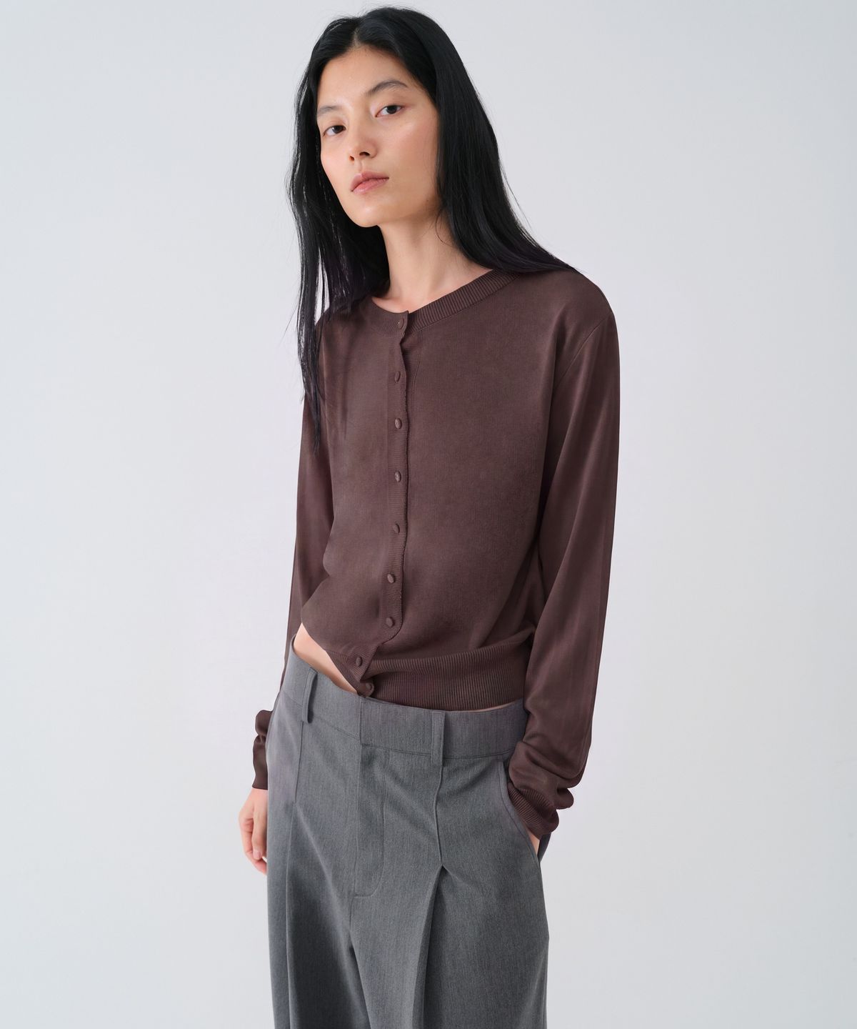 센토르(CENTAUR.KR) SOFT WOOL TENCEL ROUND CARDIGAN_BROWN