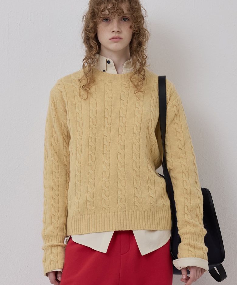 CORSET CUFF CABLE KNIT YELLOW