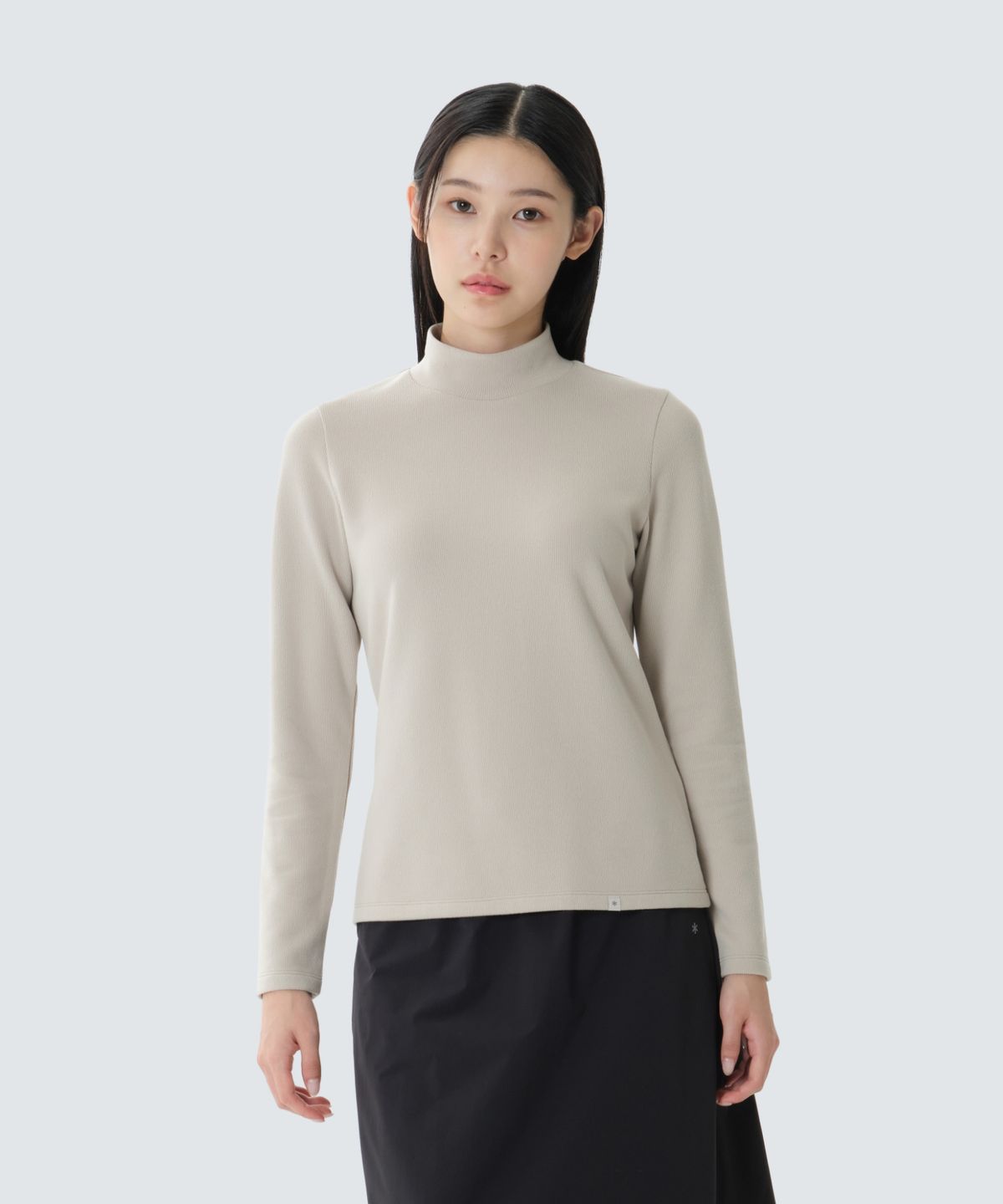 스노우피크 어패럴(SNOWPEAK APPAREL) 골지 여성 모크넥 긴팔 티셔츠 (S26FWFTL33) Light Beige