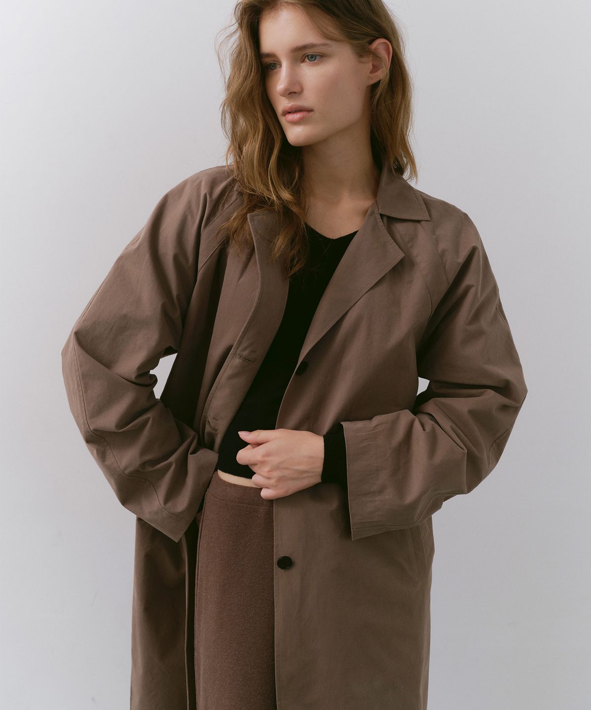 카셀(CACELE) PANEL FRONT TRENCH COAT, MOCHA