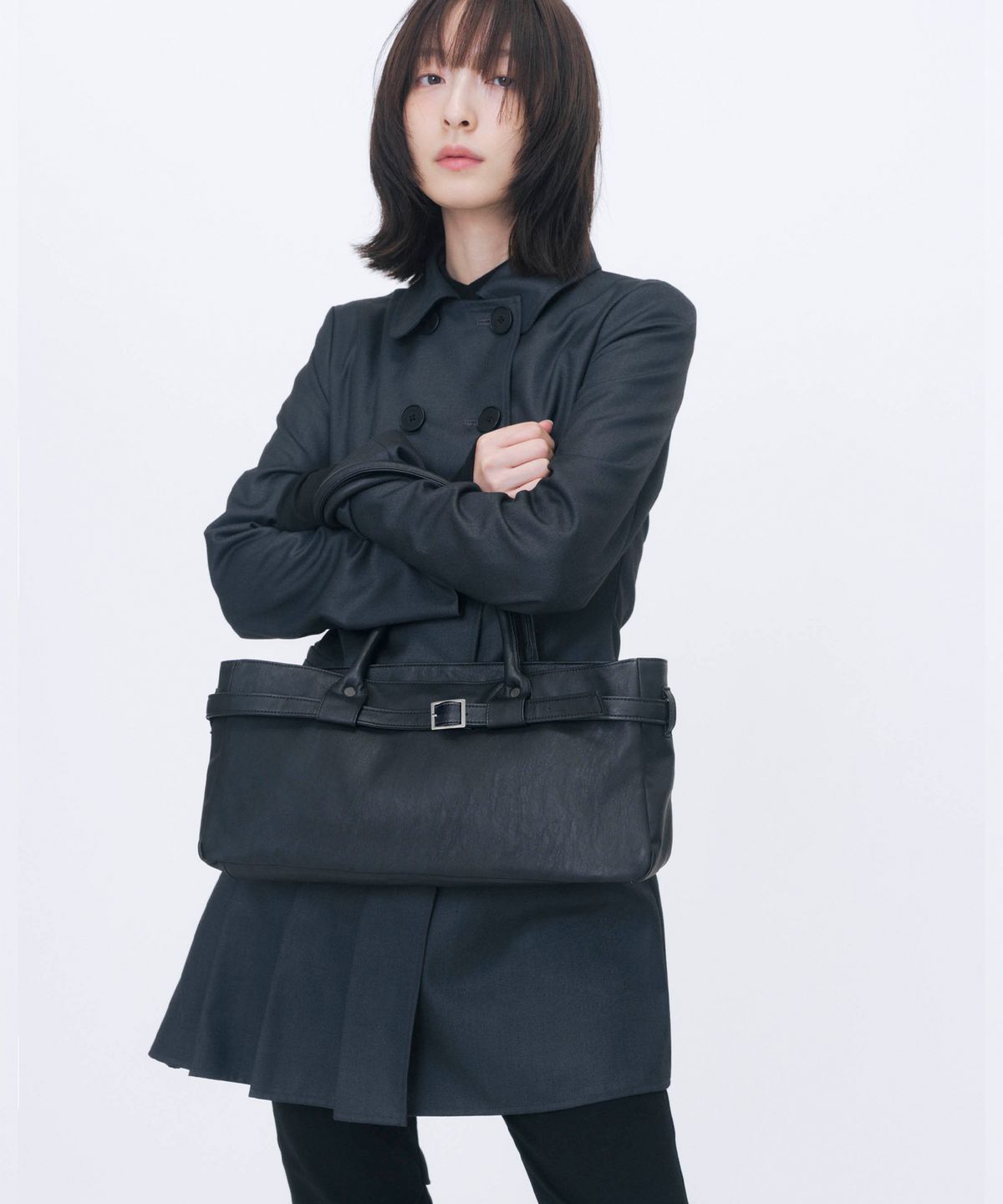 미세키서울(MISEKI SEOUL) Classic belted shoulder bag BLACK