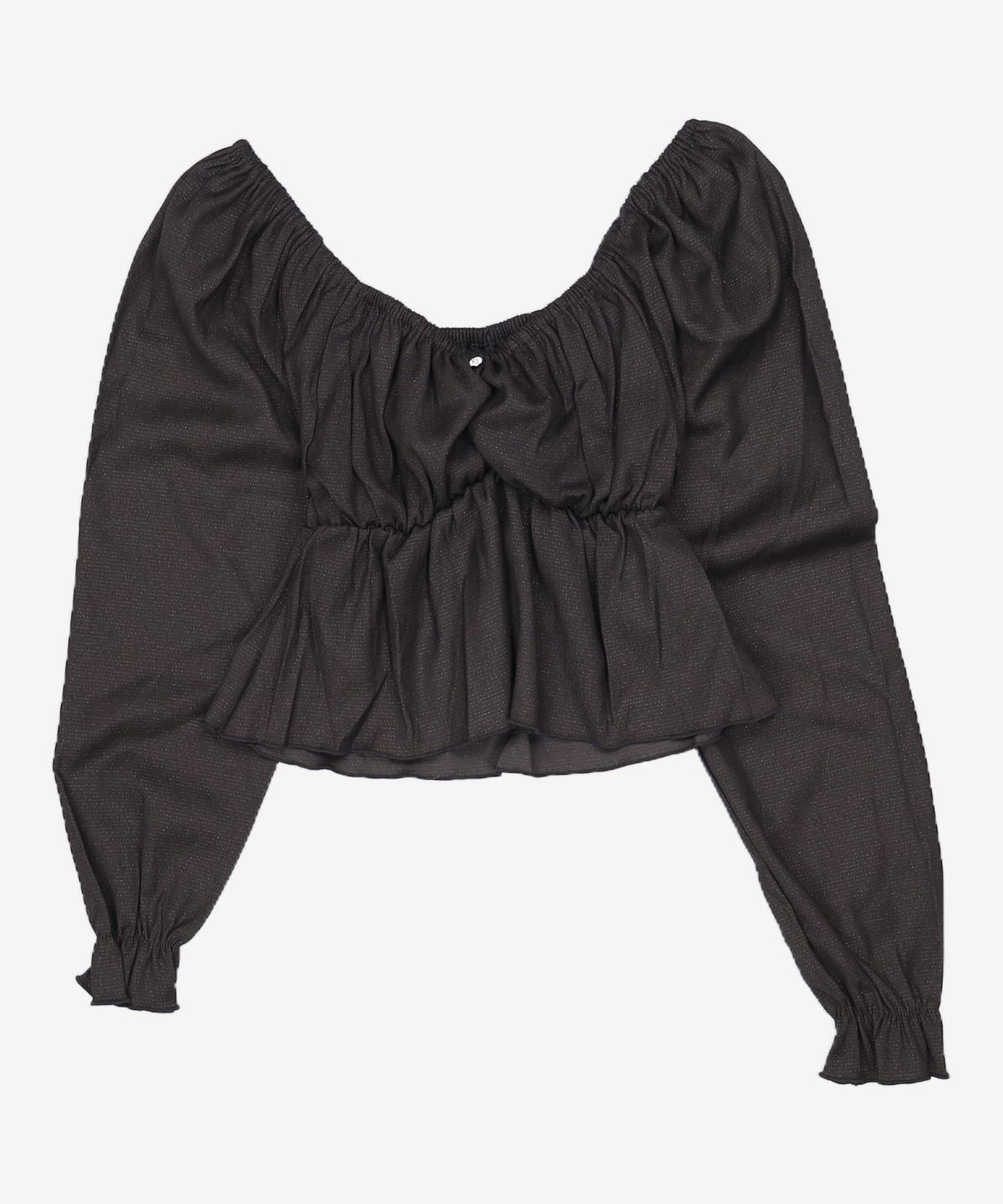 큐리티(CURETTY) C METALLIC SHIRRING BLOUSE_BLACK S