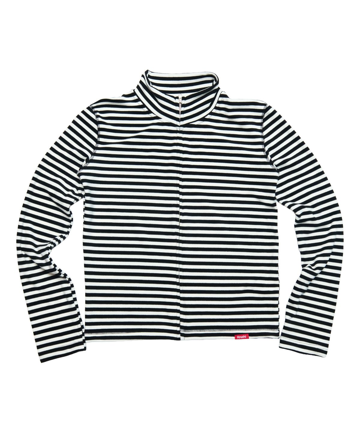 크루치(KRUCHI) STRIPE HALF ZIP UP (BLACK) WOMENS