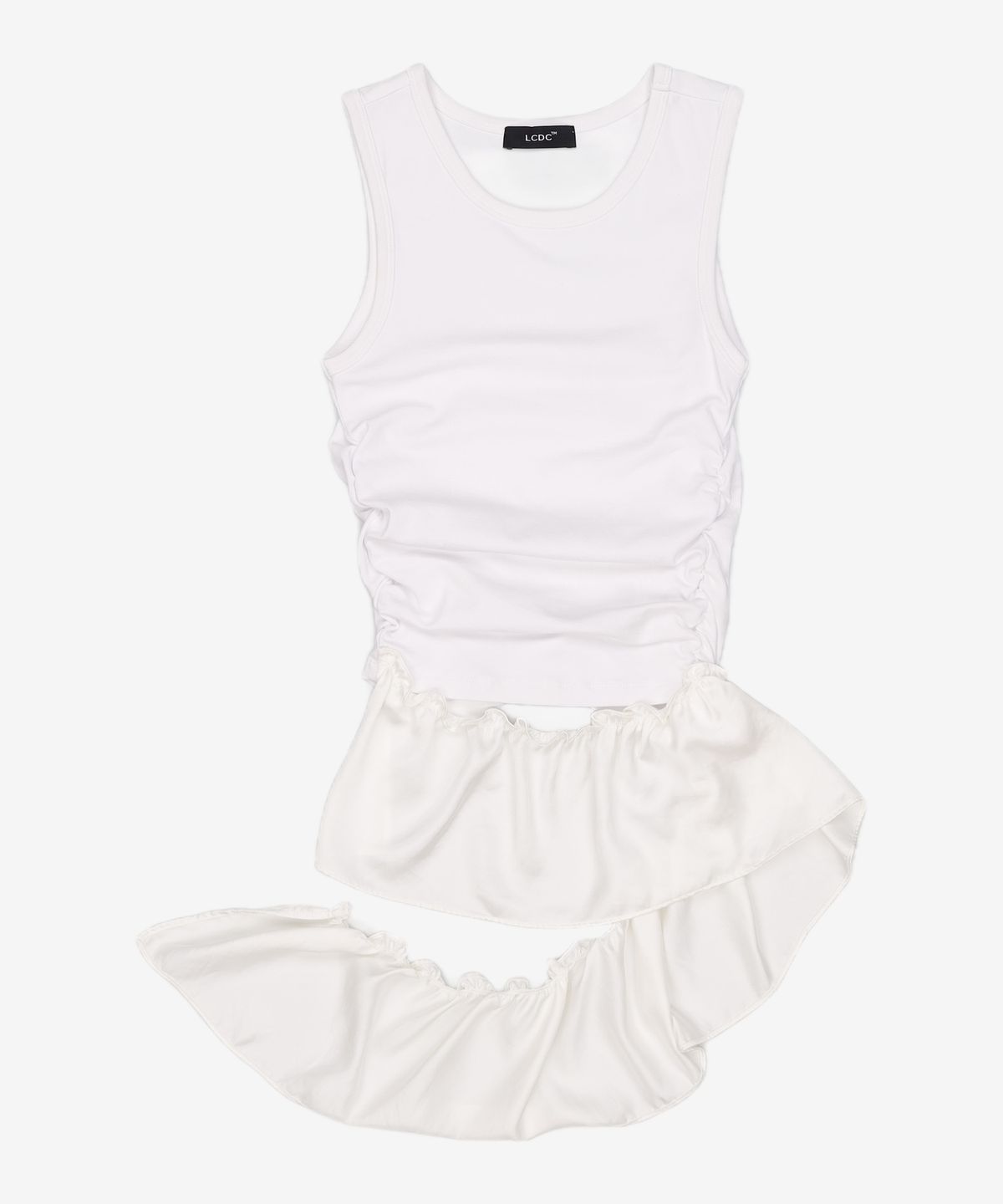 엘씨디씨티엠(LCDC™) SATIN FRILL SLEEVELESS TOP (WHITE) S