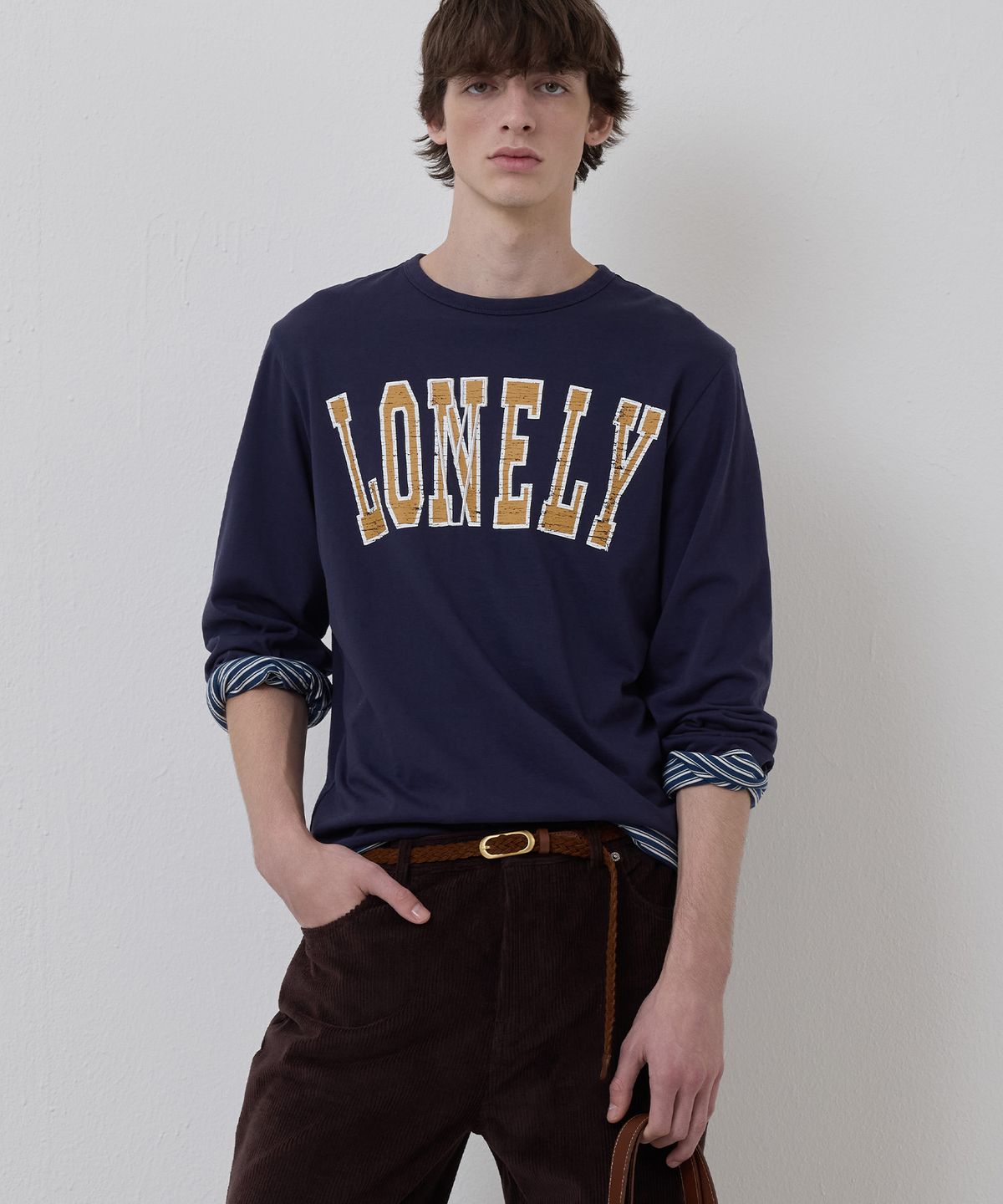노앙(NOHANT) LONELY/LOVELY REVERSIBLE LONG SLEEVE T-SHIRT NAVY