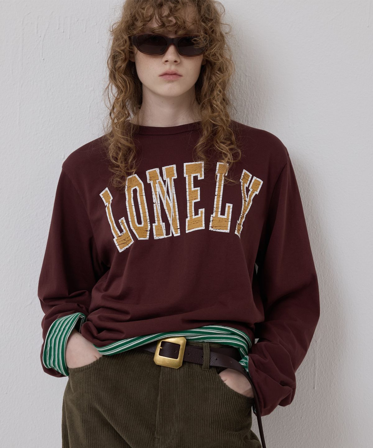 노앙(NOHANT) LONELY/LOVELY REVERSIBLE LONG SLEEVE T-SHIRT BURGUNDY