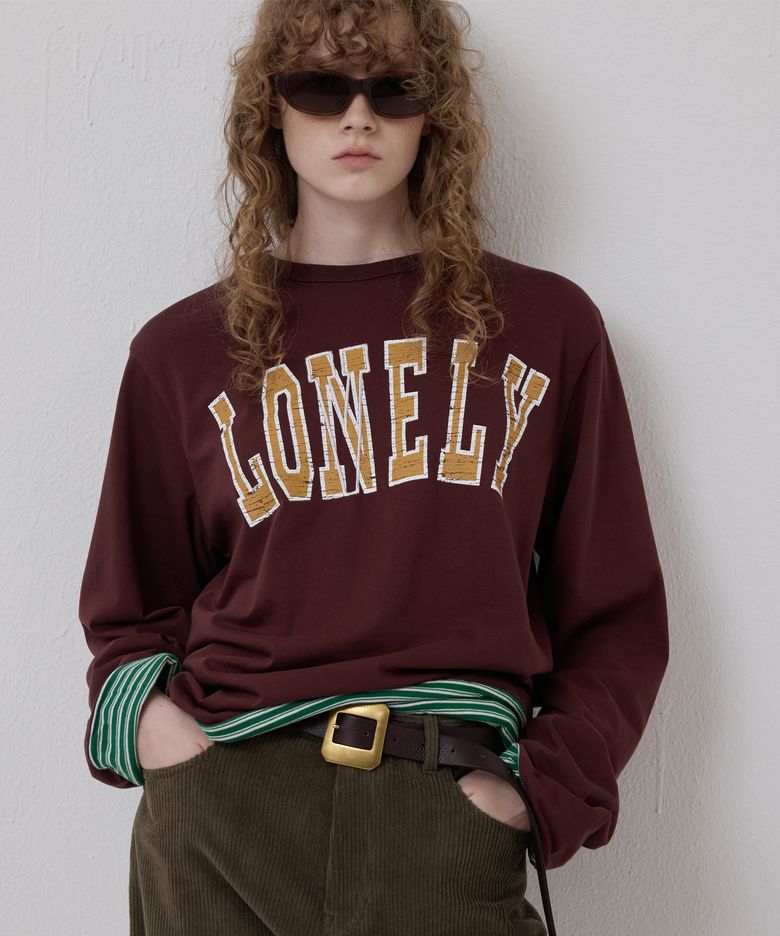 LONELY/LOVELY REVERSIBLE LONG SLEEVE T-SHIRT BURGUNDY