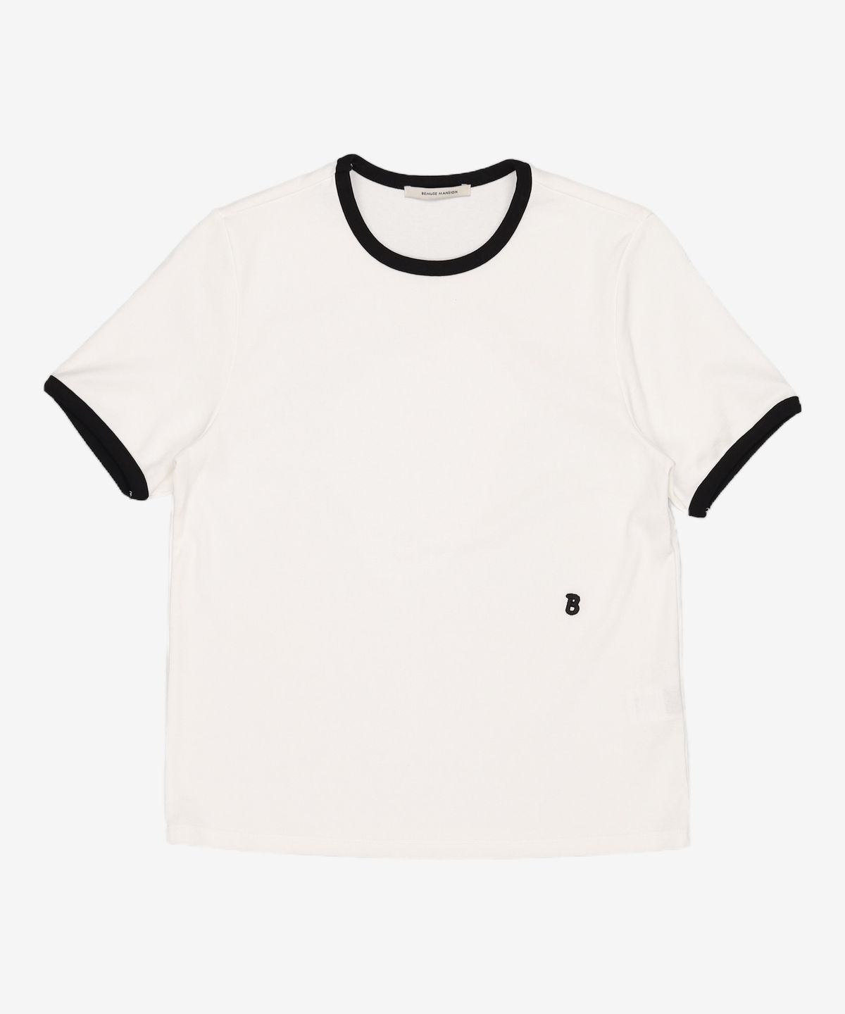 비뮤즈맨션(BEMUSE MANSION) Ribbed binding B point T-shirt - White FREE