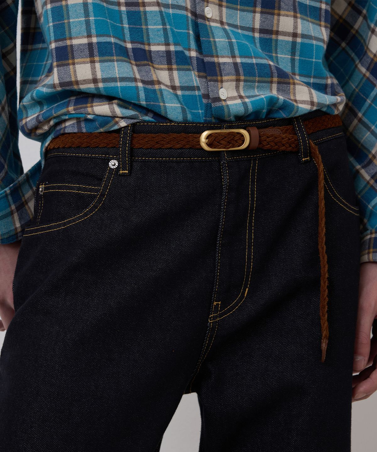 노앙(NOHANT) LONG TAIL BRAIDED BELT BROWN
