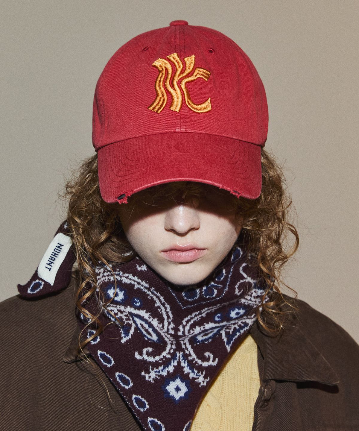 노앙(NOHANT) WAVE CITY NYC WASHED BALL CAP RED
