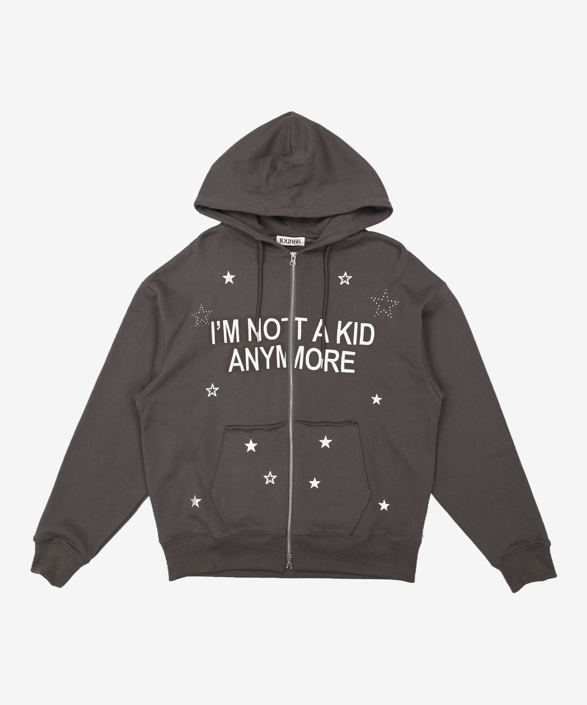 유희(YOUHEE) NOT A KID HOOD ZIP-UP CHARCOAL FREE