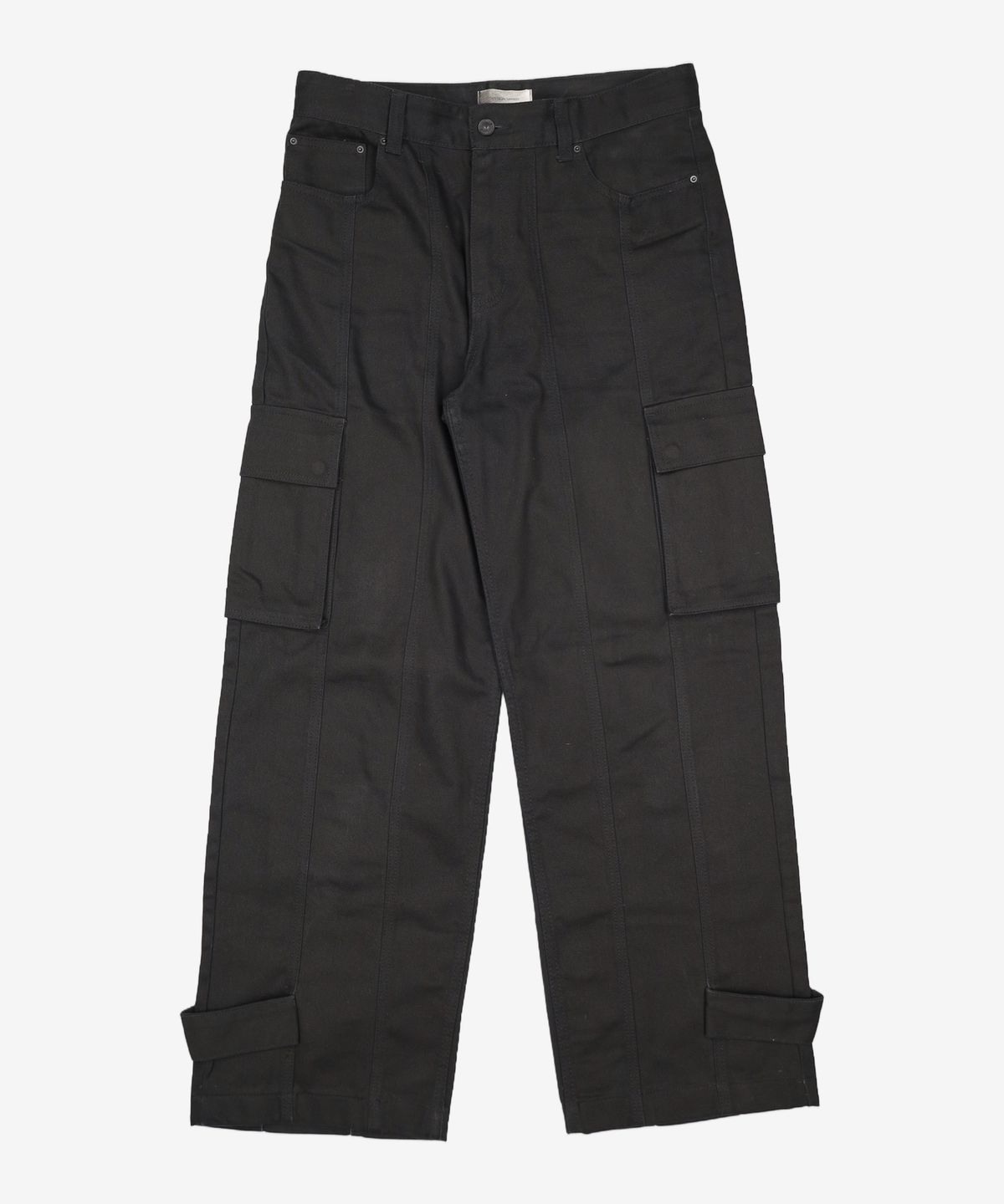 메종미네드(MAISON MINED) HEM BUTTON UTILITY CARGO PANTS BLACK 50