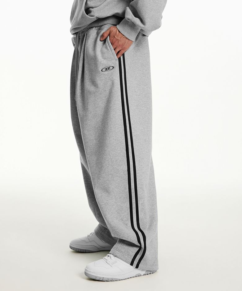 CHROME B TRACK LINE MAXI WIDE PANTS [MELANGE GREY]
