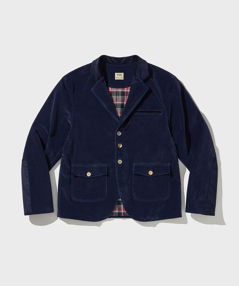 INDIGO VELVET SACK COAT