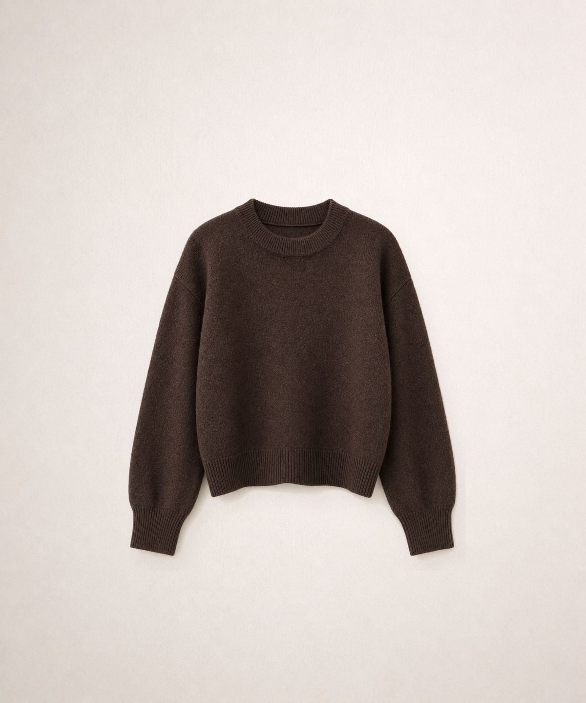 320쇼룸(320SHOWROOM) Wool Blend Brushed Crew Neck Knit Sweater Brown