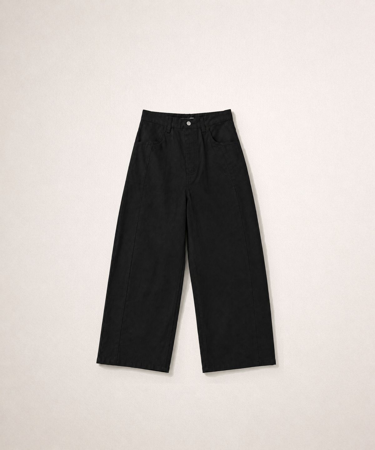 320쇼룸(320SHOWROOM) Panel Seam Semi Balloon Cotton Pants Black