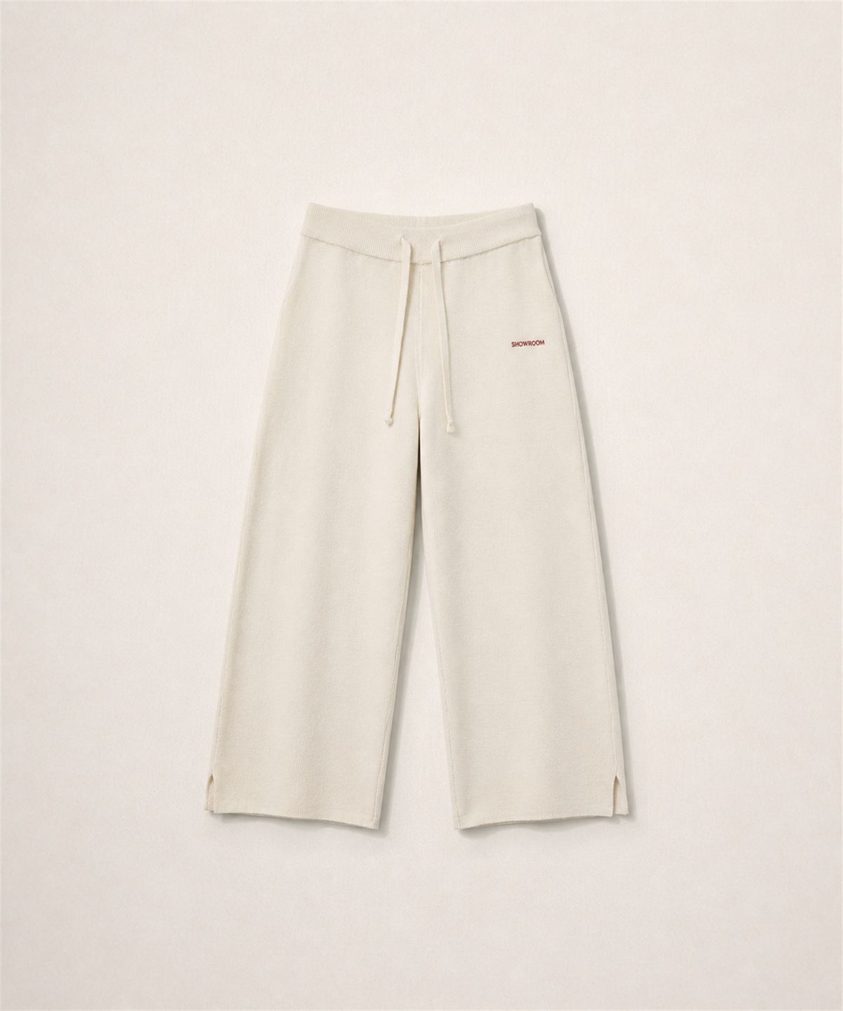 320쇼룸(320SHOWROOM) Logo Embroidered Side Seam Slit Knit Pants Ivory