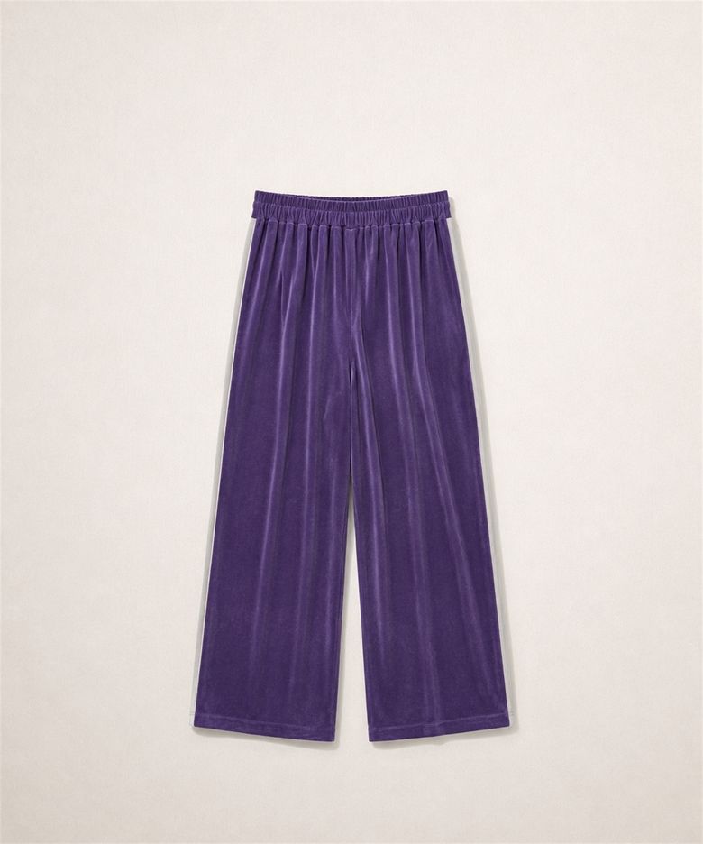 Double Side Stripe Velvet Track Pants Purple