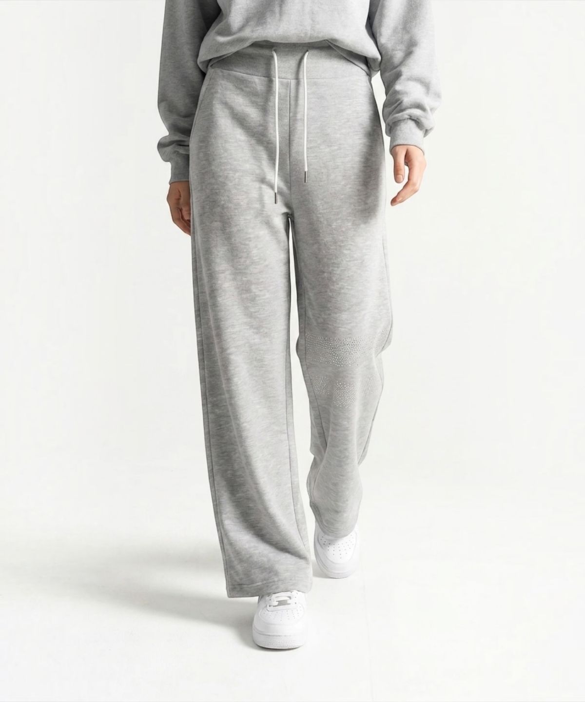 본슬리피(BORN SLIPPY) Crystal Wave Wide Sweat Pants (Melange Gray)