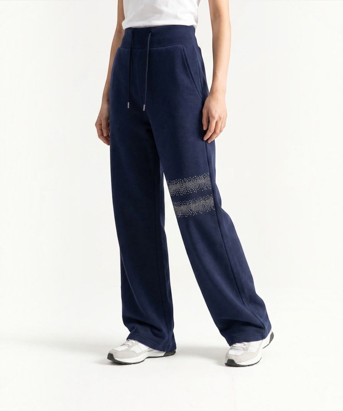 본슬리피(BORN SLIPPY) Crystal Wave Wide Sweat Pants (Navy)