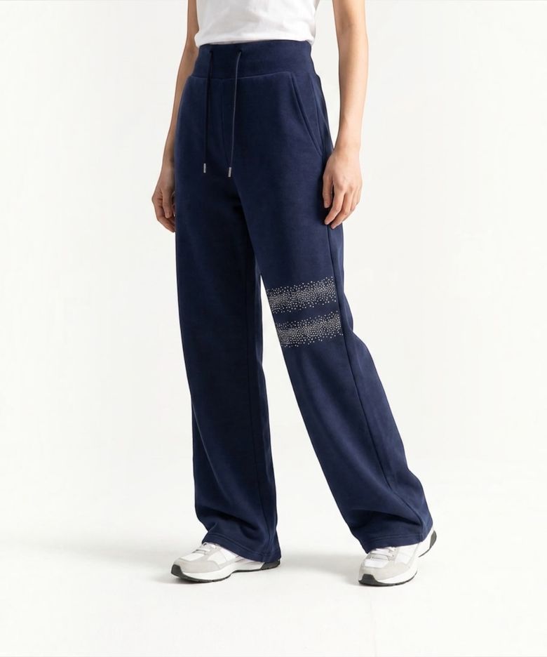 Crystal Wave Wide Sweat Pants (Navy)