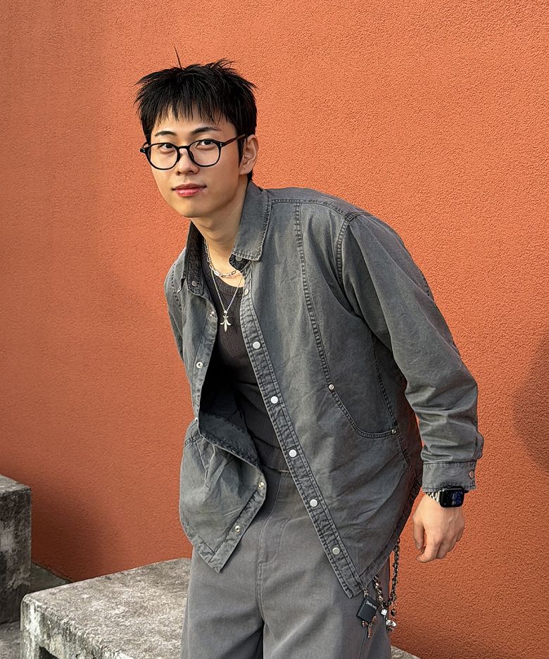 빈티지 워시드 라운드 포켓 절개 셔츠 자켓 차콜