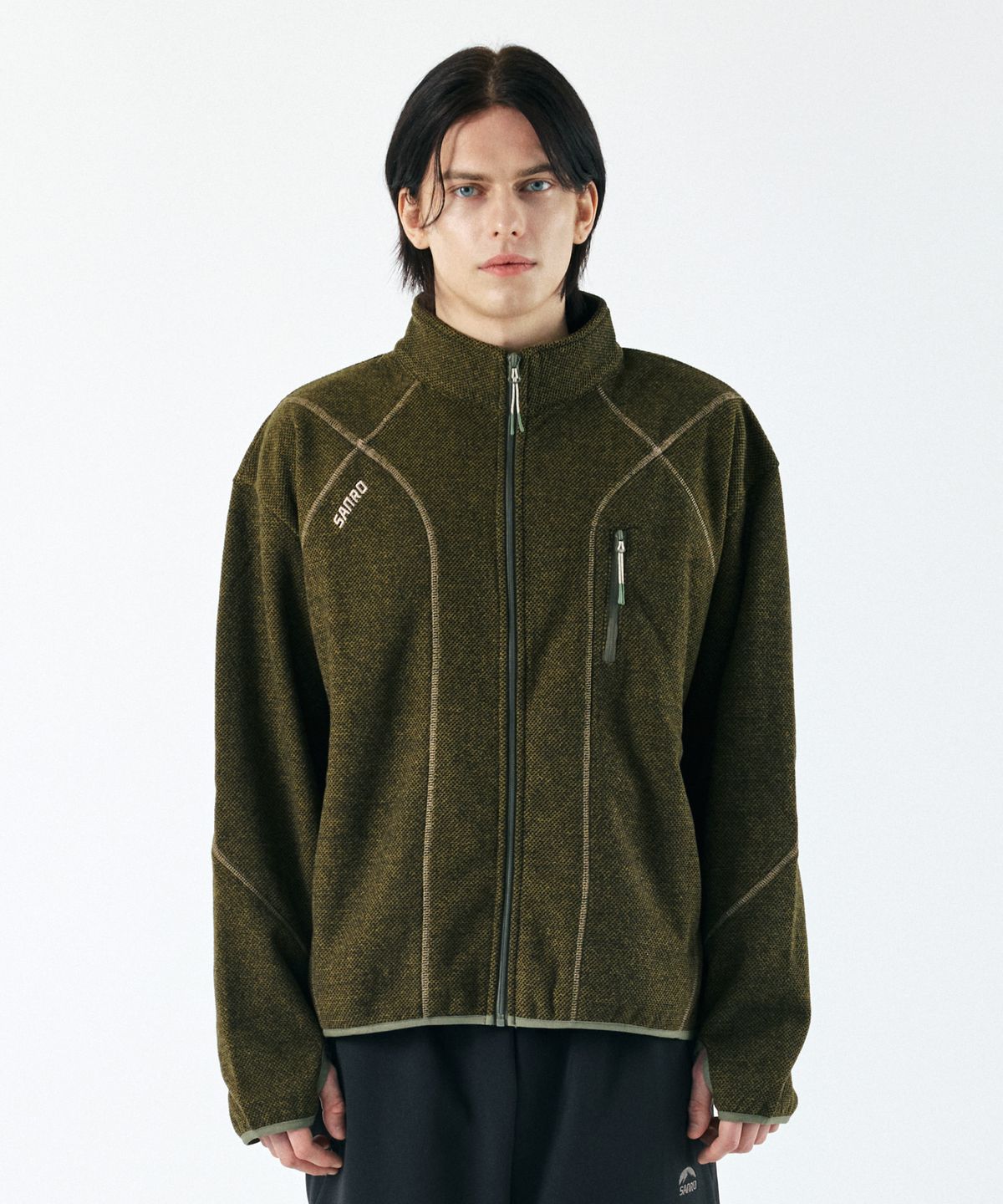 산로(SANRO) [UNISEX] 오드람프 플리스 핑거홀 자켓 - 카키