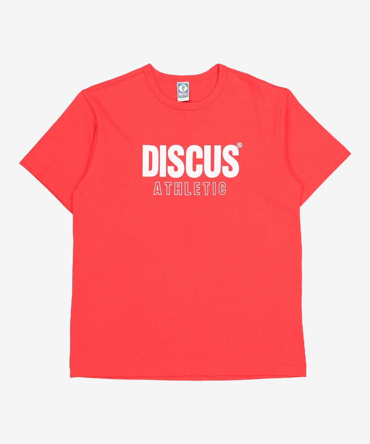 디스커스 애슬레틱(DISCUS ATHLETIC) 슈퍼 헤비웨이트 레귤러 핏 레터 로고 티셔츠 레드 XL
