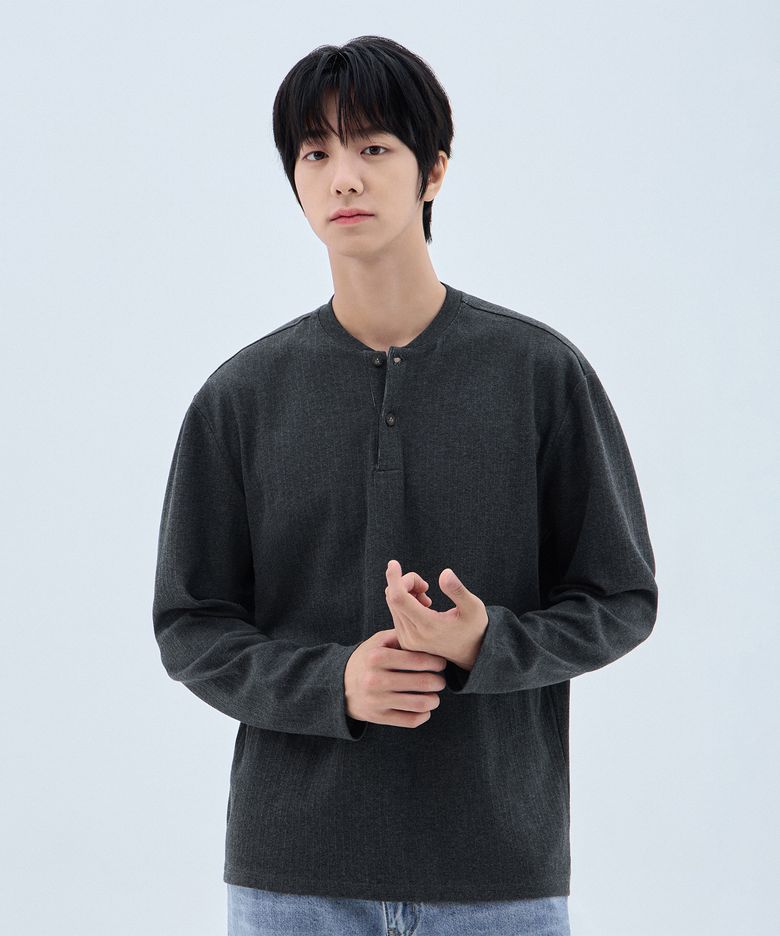 소프트 골지 버튼 헨리넥 긴팔티 DLX3122 (4COLOR)