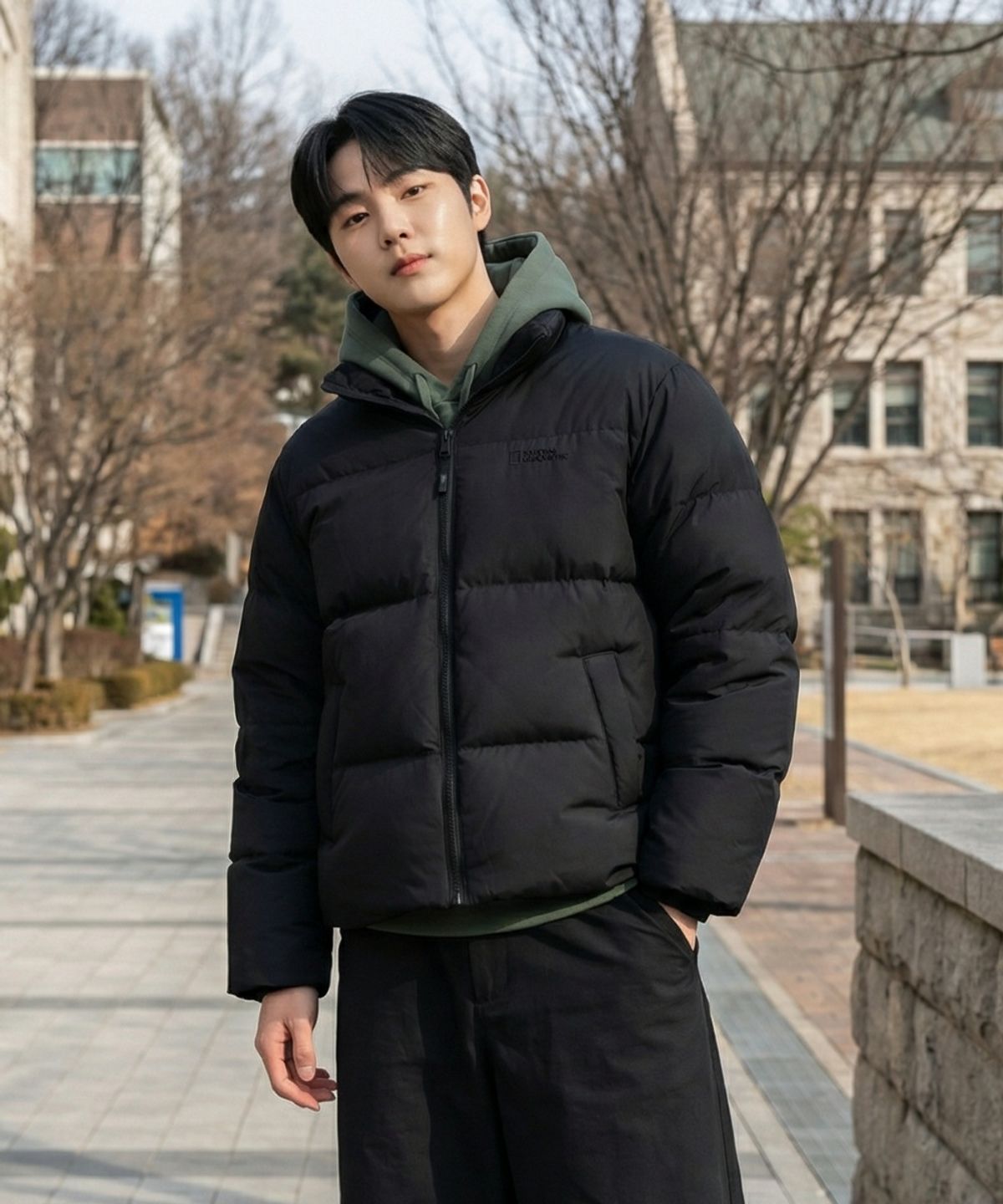 내셔널지오그래픽(NATIONALGEOGRAPHIC) 레이만 하이넥 덕다운 점퍼 BLACK