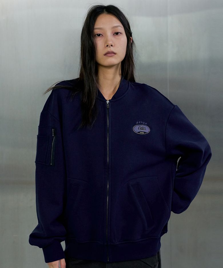 SWEAT ZIP UP JACKET - NAVY
