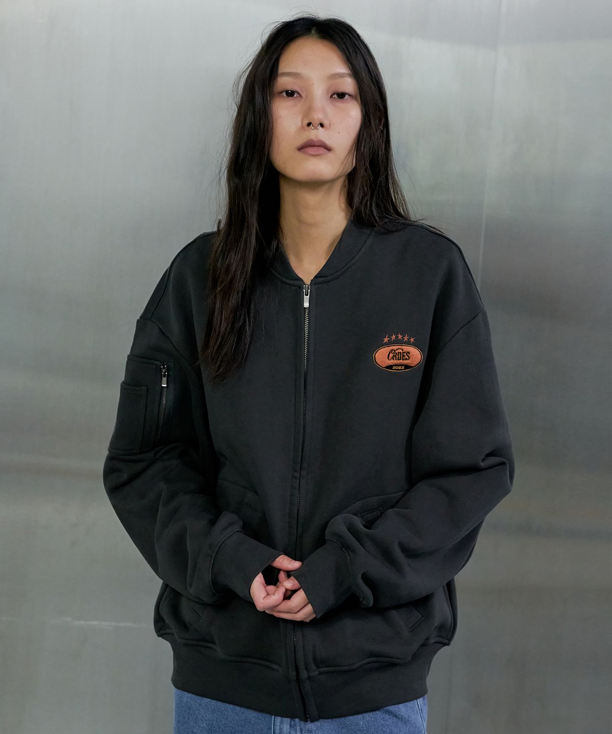 오데스(ORDES) SWEAT ZIP UP JACKET - CHARCOAL