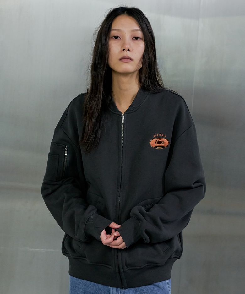 SWEAT ZIP UP JACKET - CHARCOAL