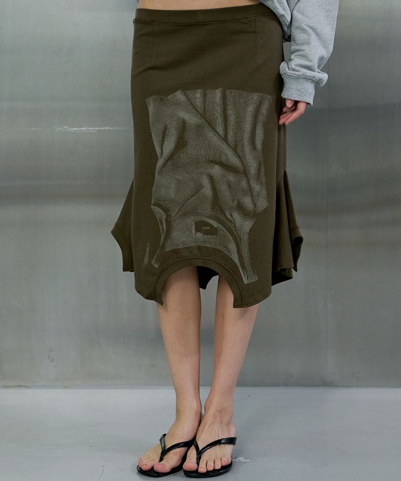 UPSIDE-DOWN T-SHIRT SKIRT - KAHKI