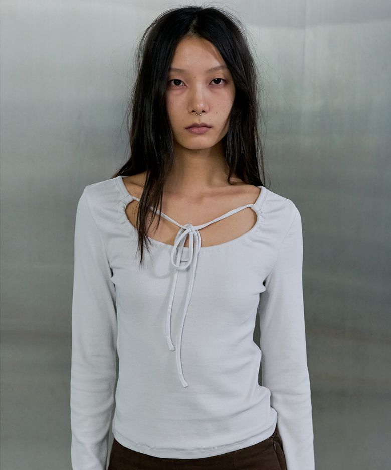 DRAW STRING T-SHIRT - FOG WHITE