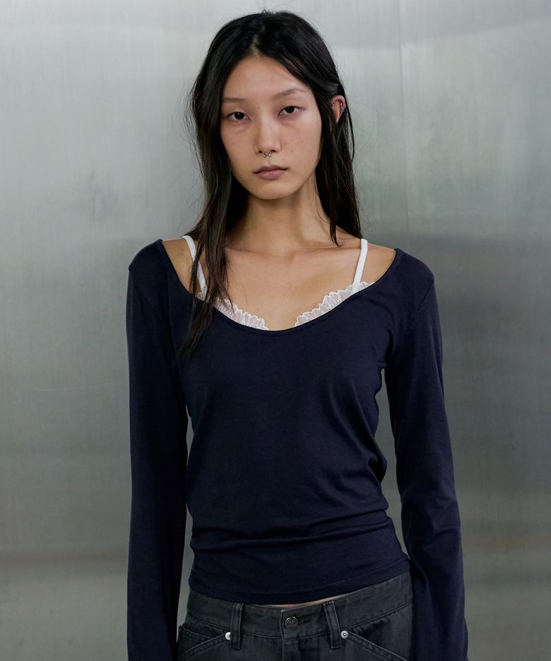 CAMISOLE LAYERED TEE - NAVY