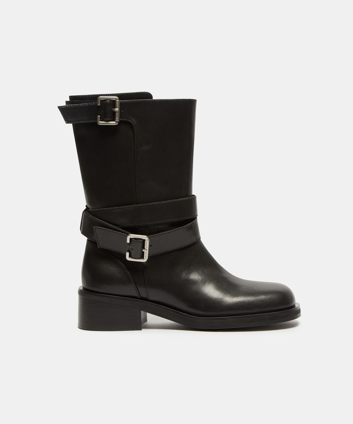슈콤마보니(SUECOMMA BONNIE) Double buckle middle boots(black)_DG3CW26512BLK