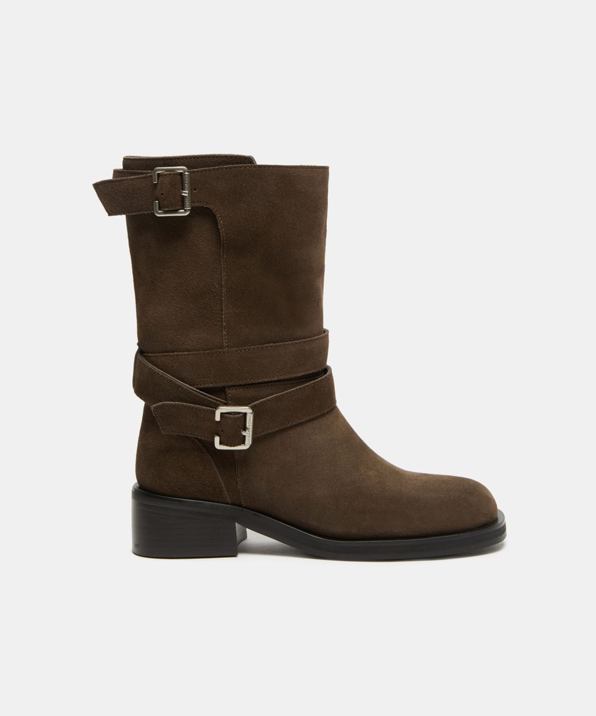 슈콤마보니(SUECOMMA BONNIE) Double buckle middle boots(brown)_DG3CW26512BRN