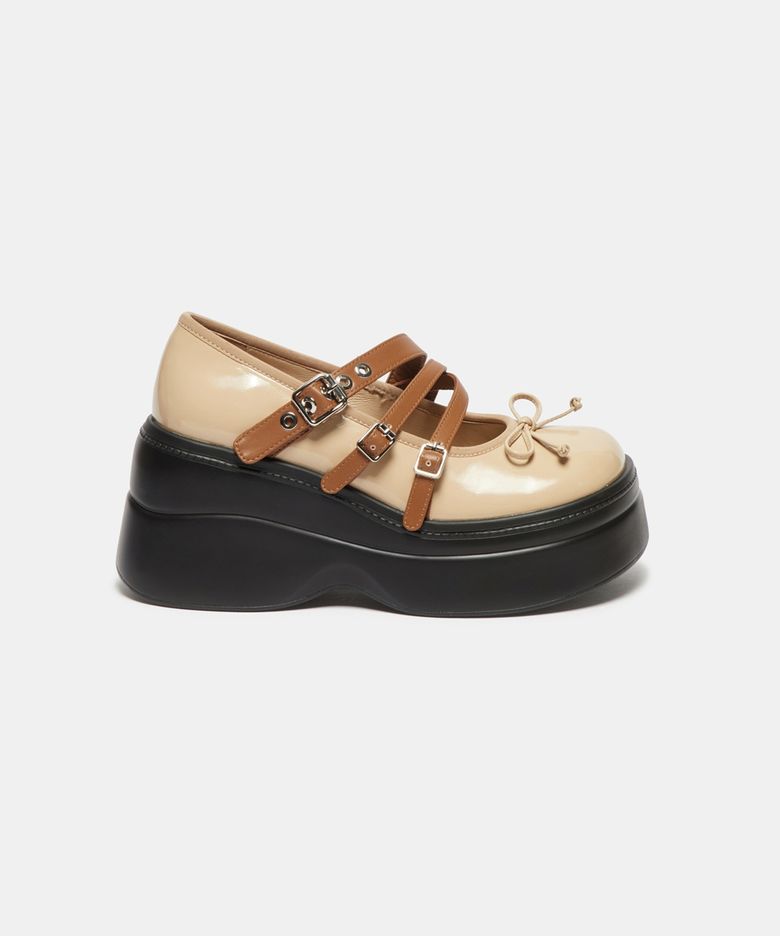 Triple strap mary jane flats(beige)_DG1DA26507BEE