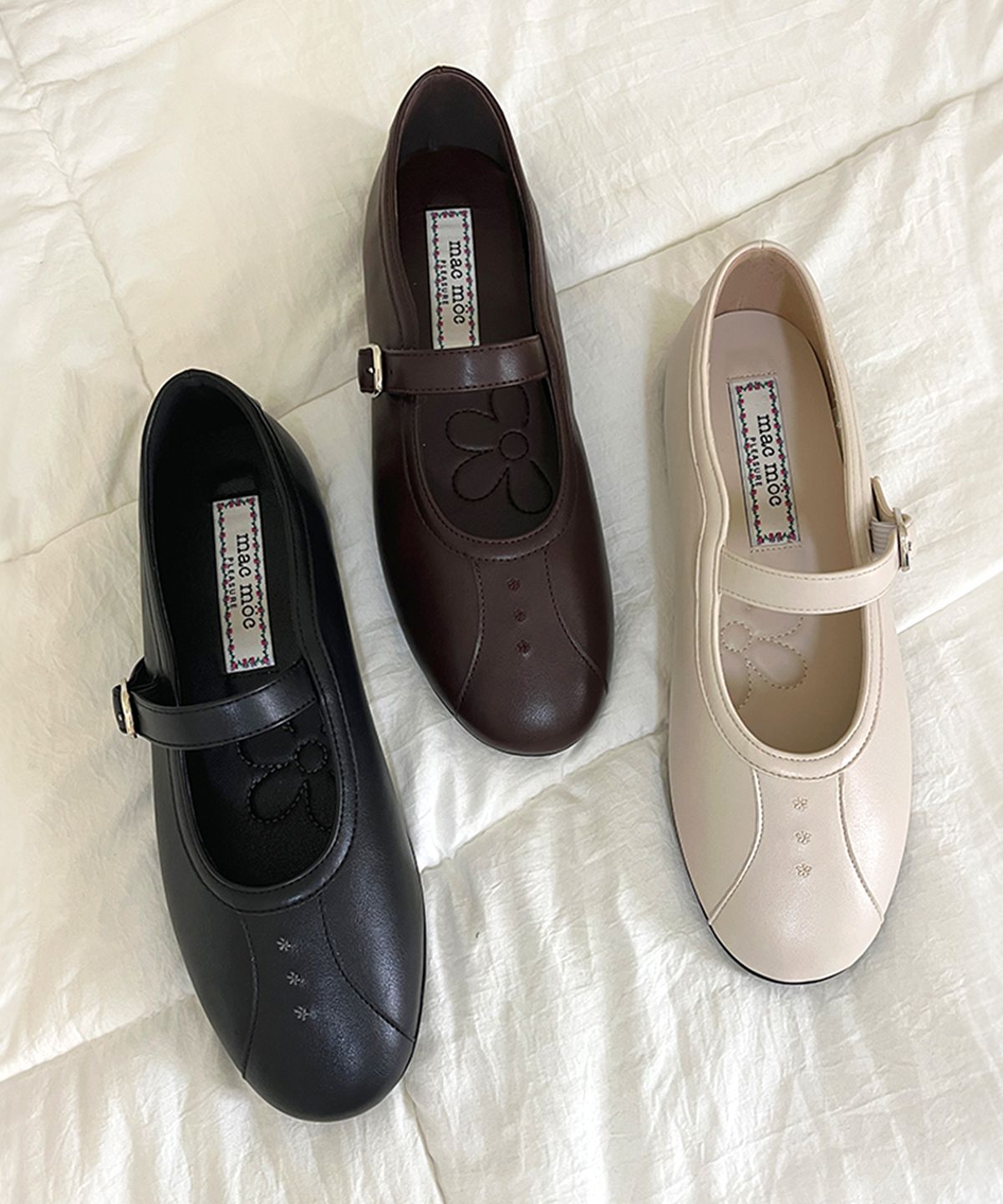 마크모크(MAC MOC) Byeorkot 별꽃 캐쥬얼 자수 메리제인 플랫_3colors